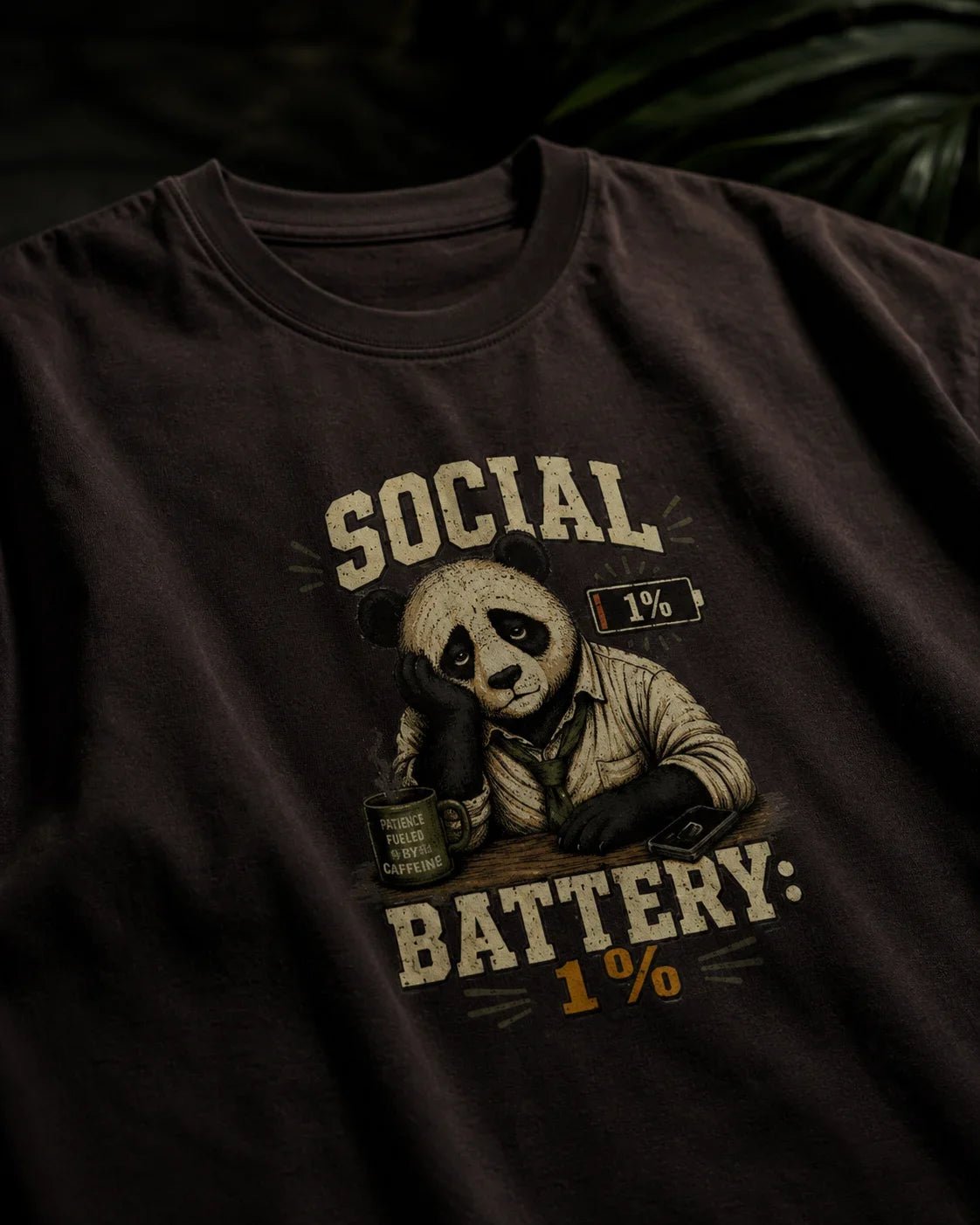 Social Battery 1% Coffee Brown T-shirt