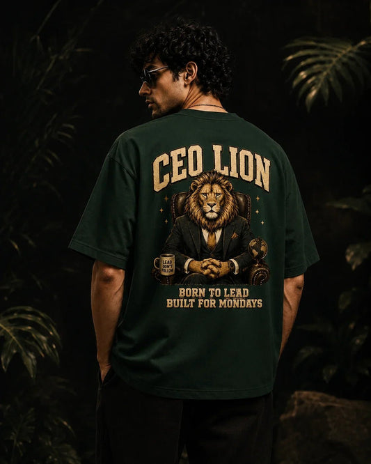 CEO Lion Bottle Green Oversized T-shirt