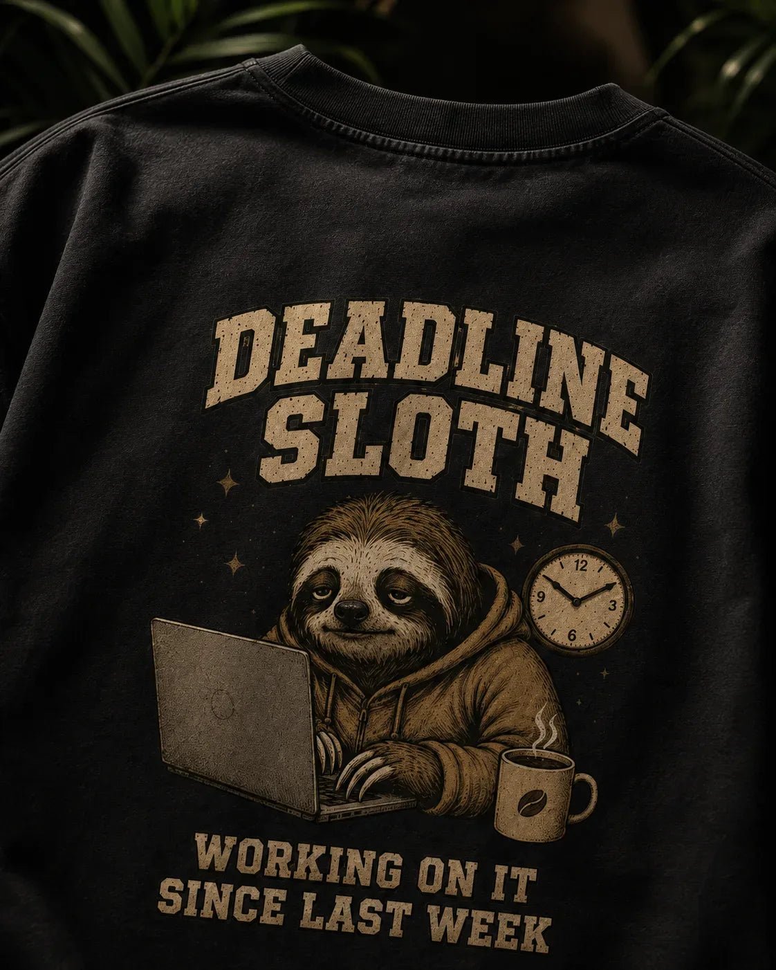 Deadline Sloth Black Oversized T-shirt