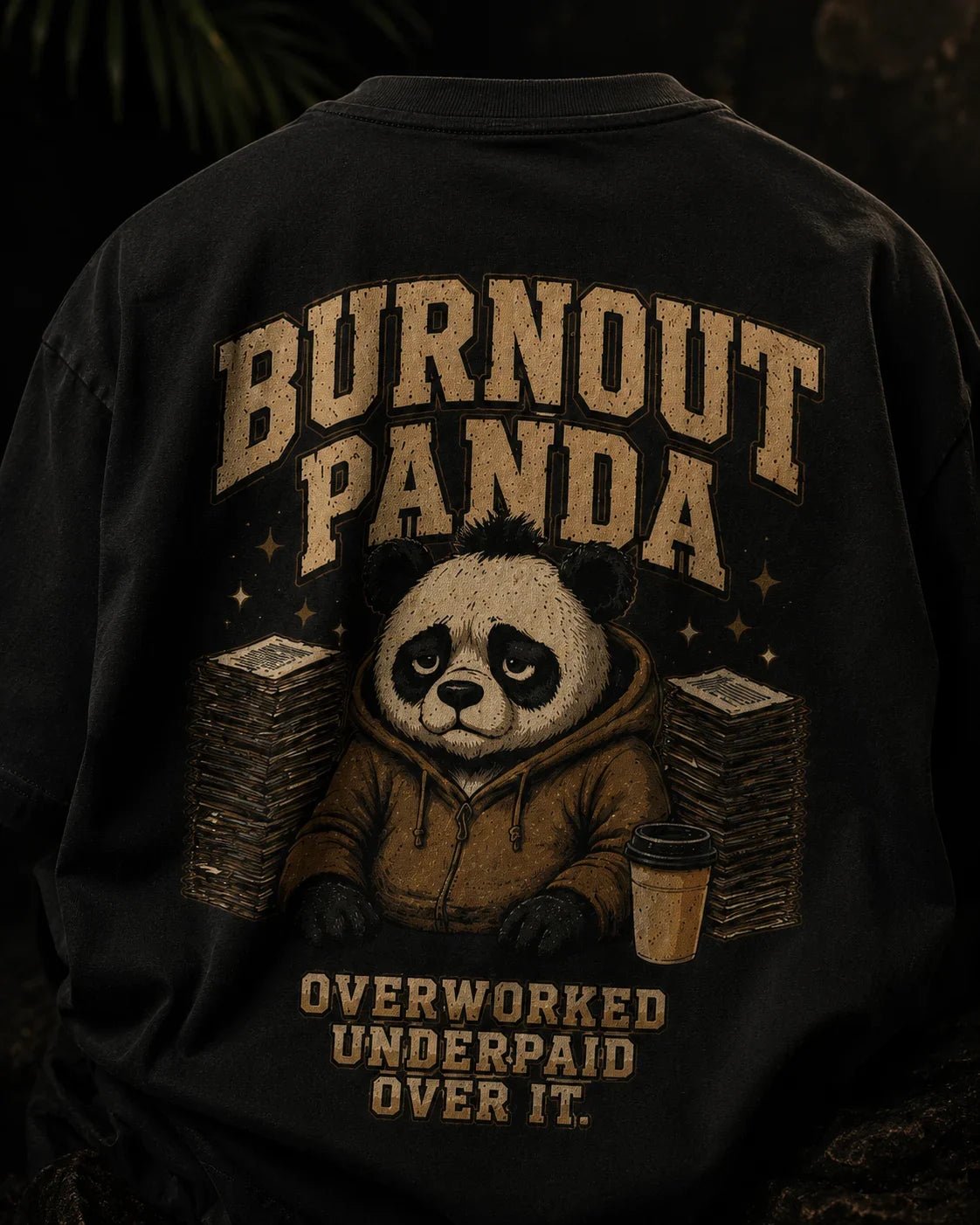 Burnout Panda Black Oversized T-shirt