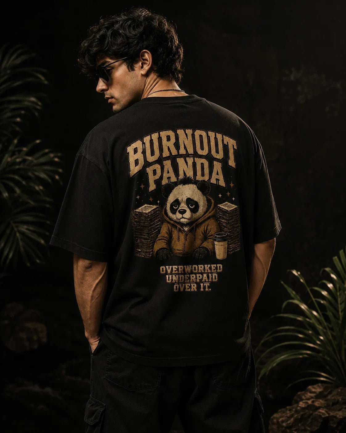 Burnout Panda Black Oversized T-shirt