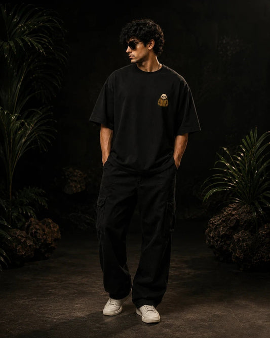 Burnout Panda Black Oversized T-shirt