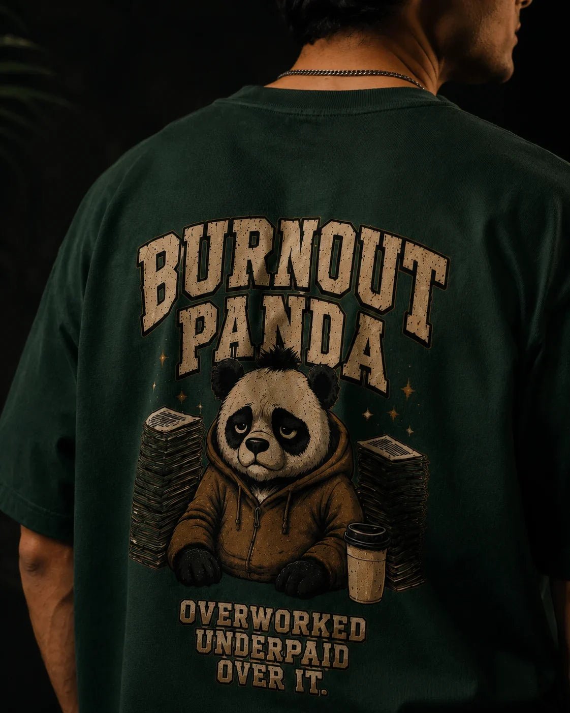 Burnout Panda Bottle Green Oversized T-shirt