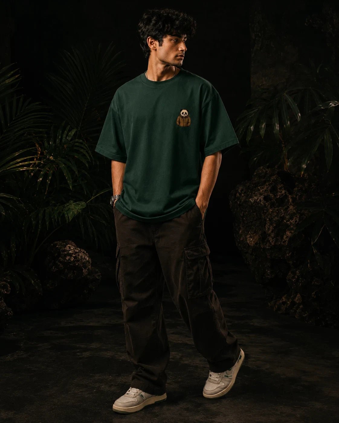Burnout Panda Bottle Green Oversized T-shirt