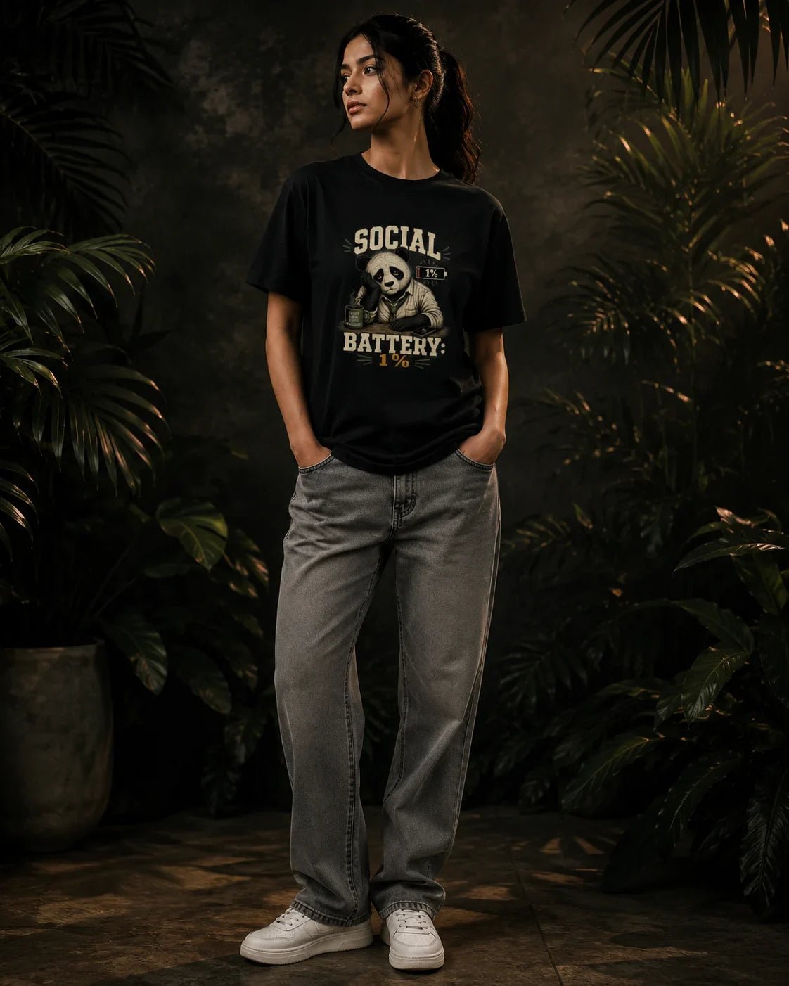 Social Battery 1% Black T-shirt