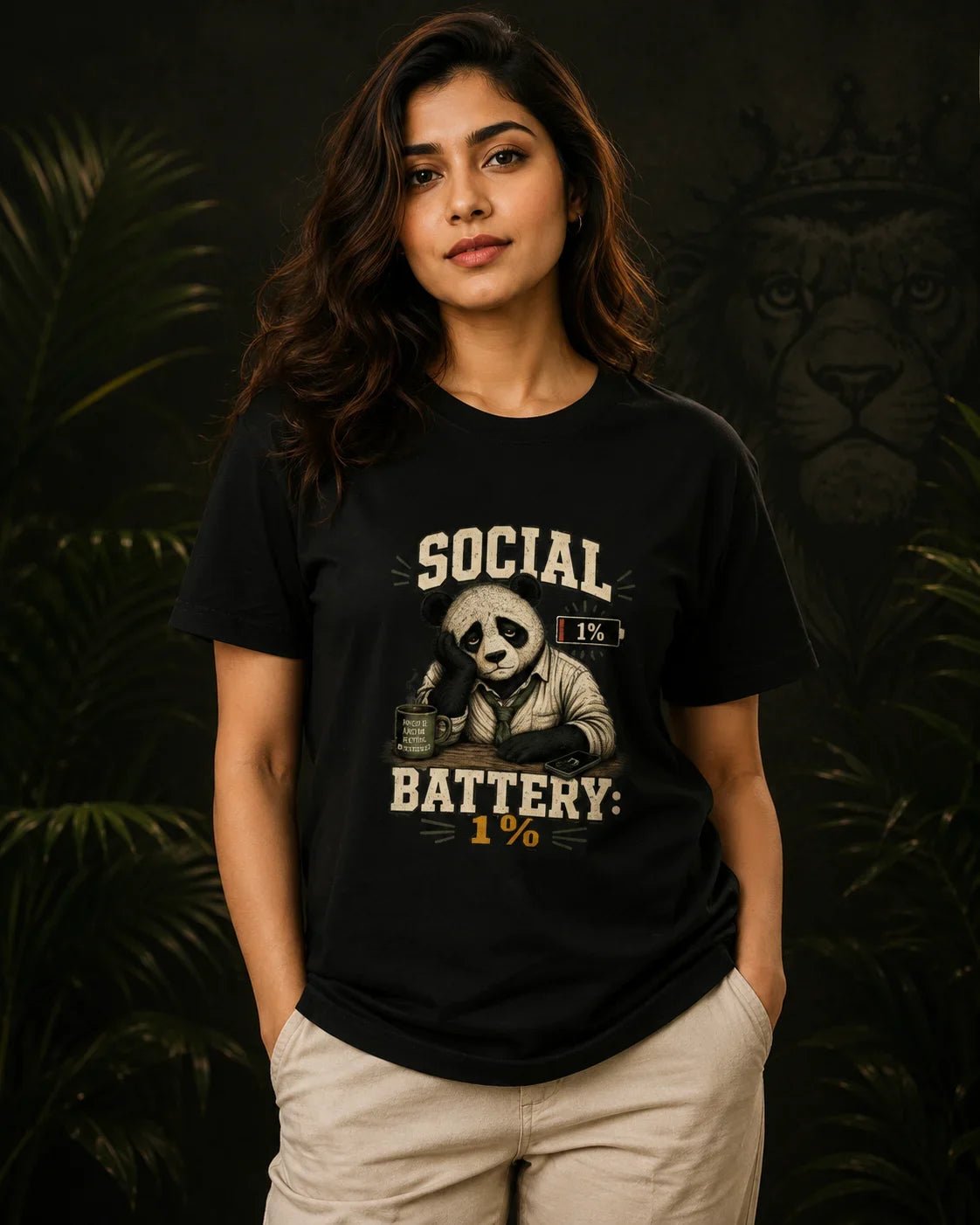 Social Battery 1% Black T-shirt