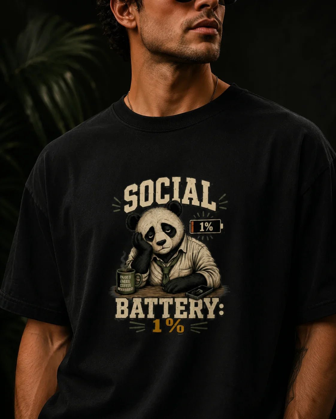 Social Battery 1% Black T-shirt