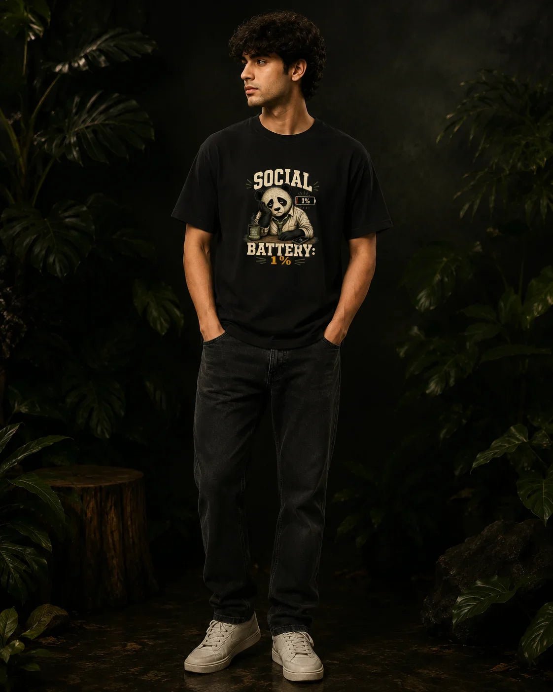 Social Battery 1% Black T-shirt