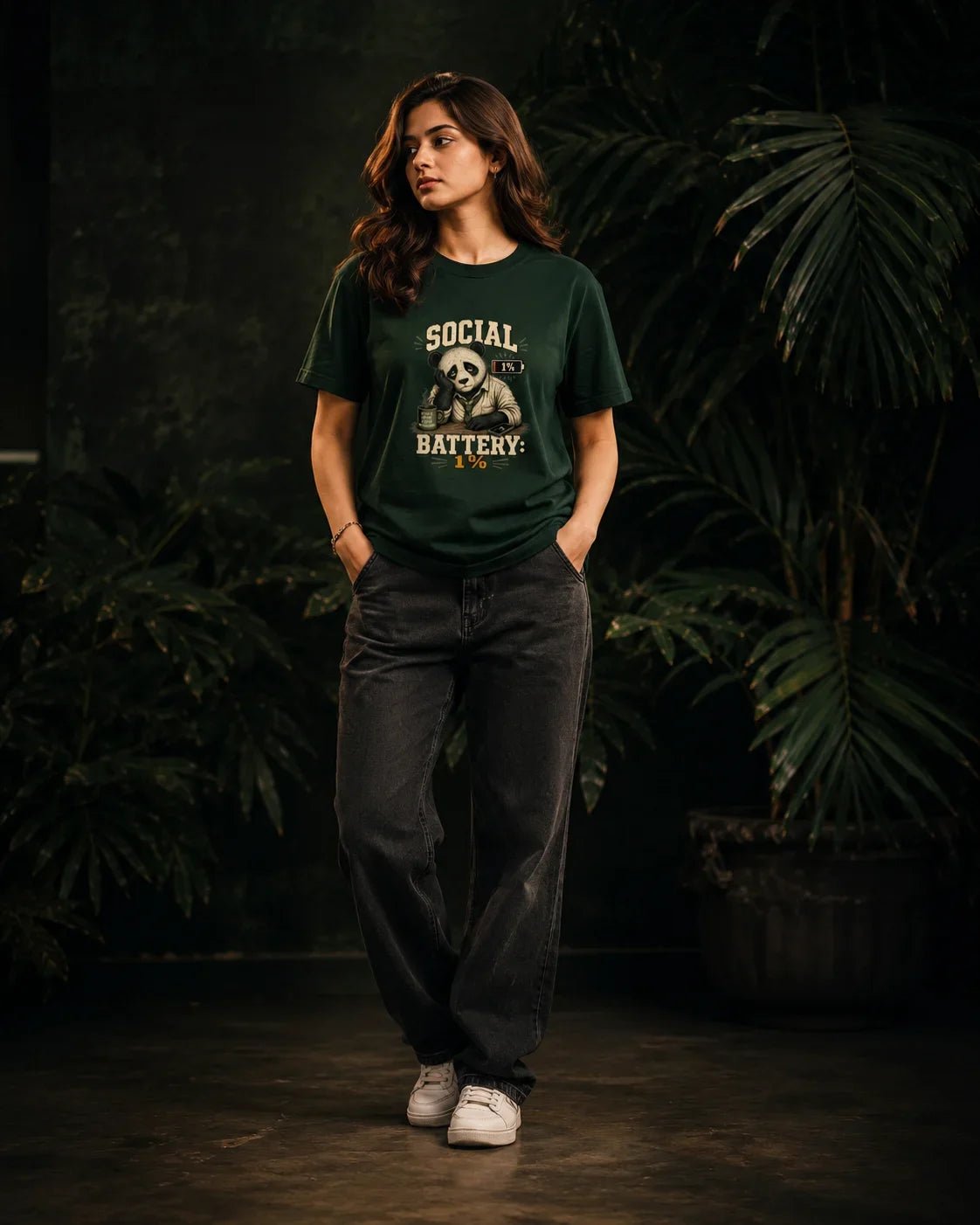 Social Battery 1% Bottle Green T-shirt