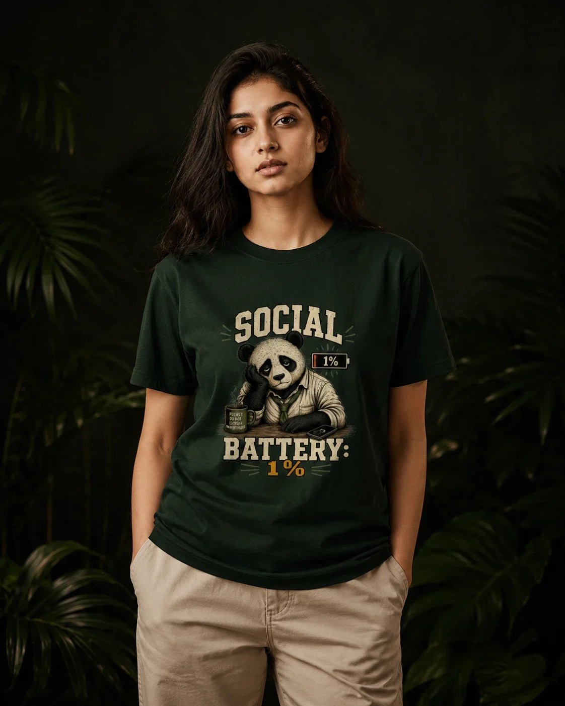 Social Battery 1% Bottle Green T-shirt