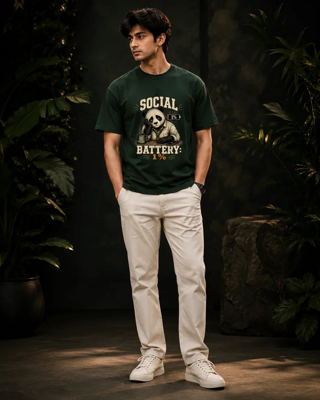 Social Battery 1% Bottle Green T-shirt