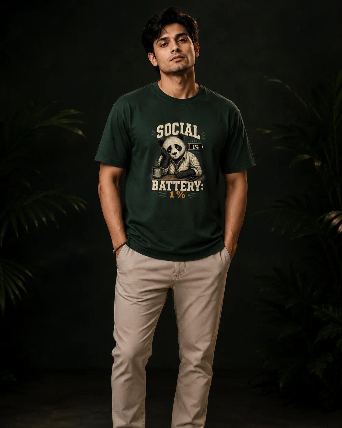 Social Battery 1% Bottle Green T-shirt