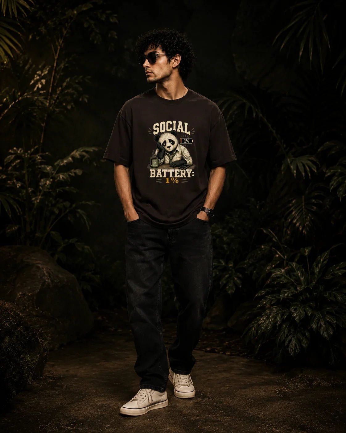 Social Battery 1% Coffee Brown T-shirt