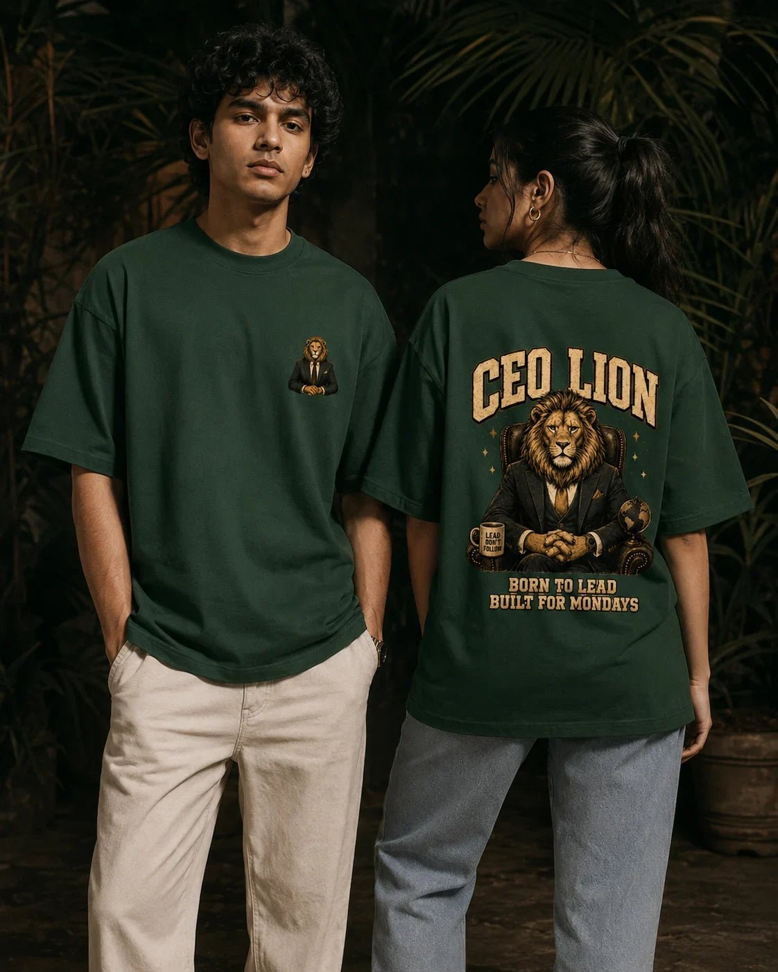 CEO Lion Bottle Green Oversized T-shirt 