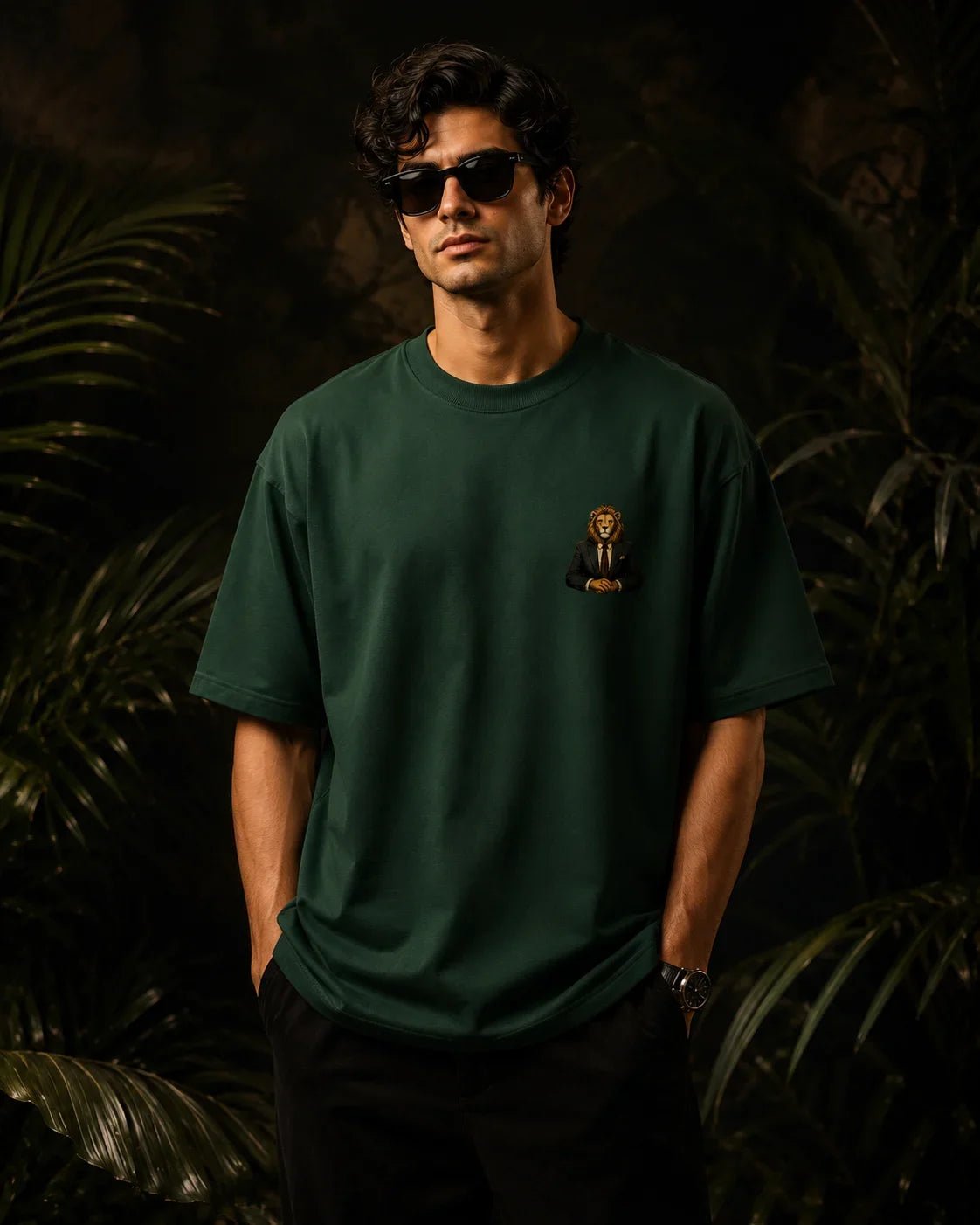 CEO Lion Bottle Green Oversized T-shirt 