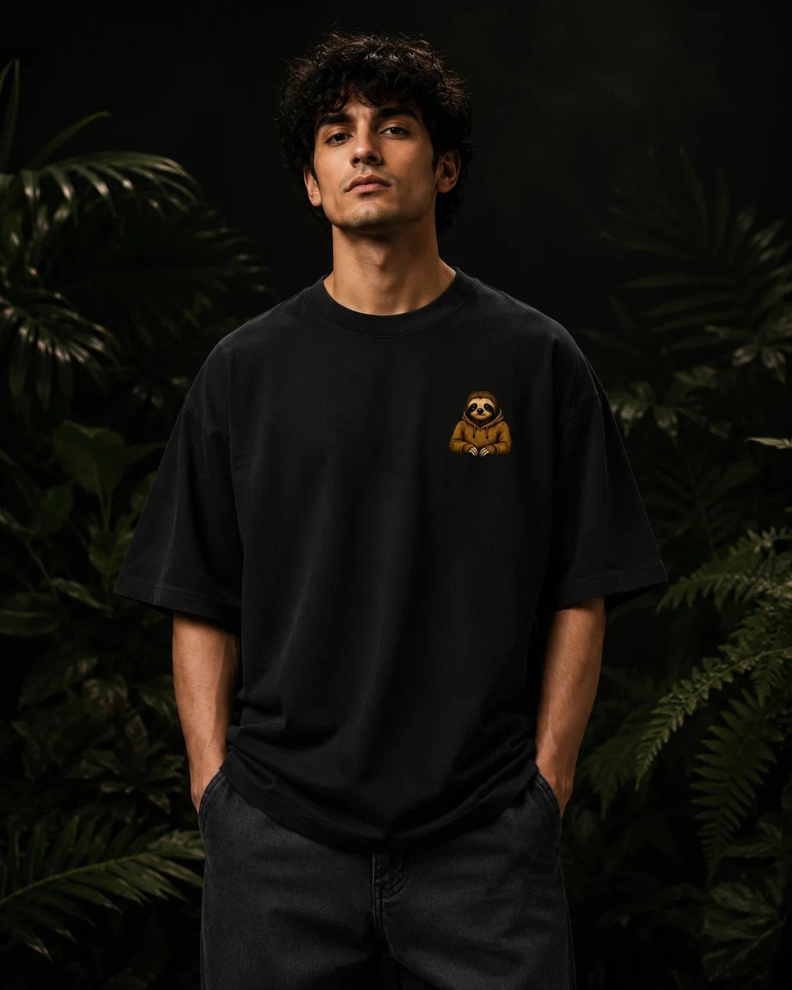 Deadline Sloth Black Oversized T-shirt