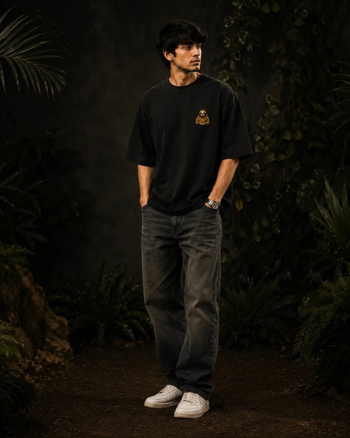 Deadline Sloth Black Oversized T-shirt
