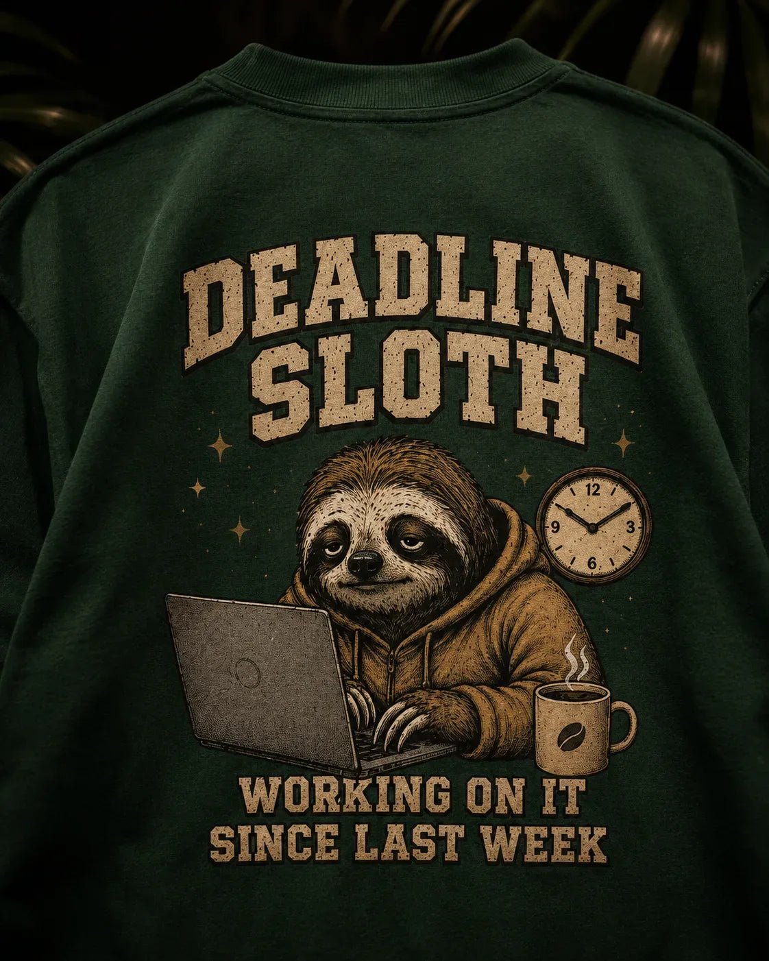 Deadline Sloth Bottle Green Oversized T-shirt