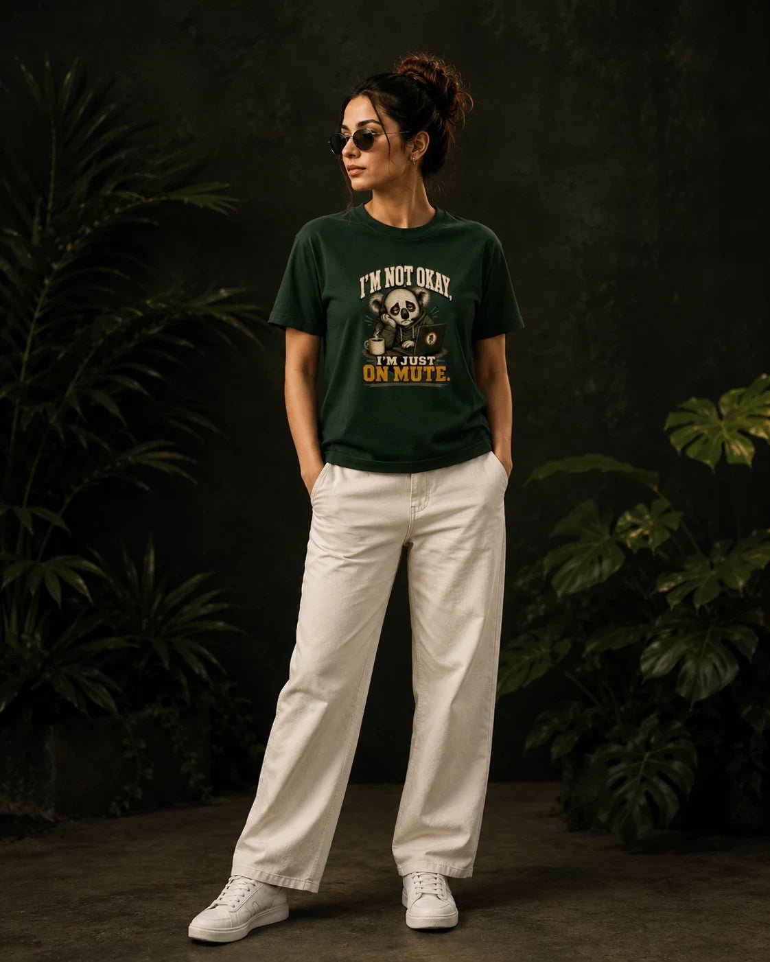 I’m Not Okay, I’m Just On Mute Bottle Green T-shirt