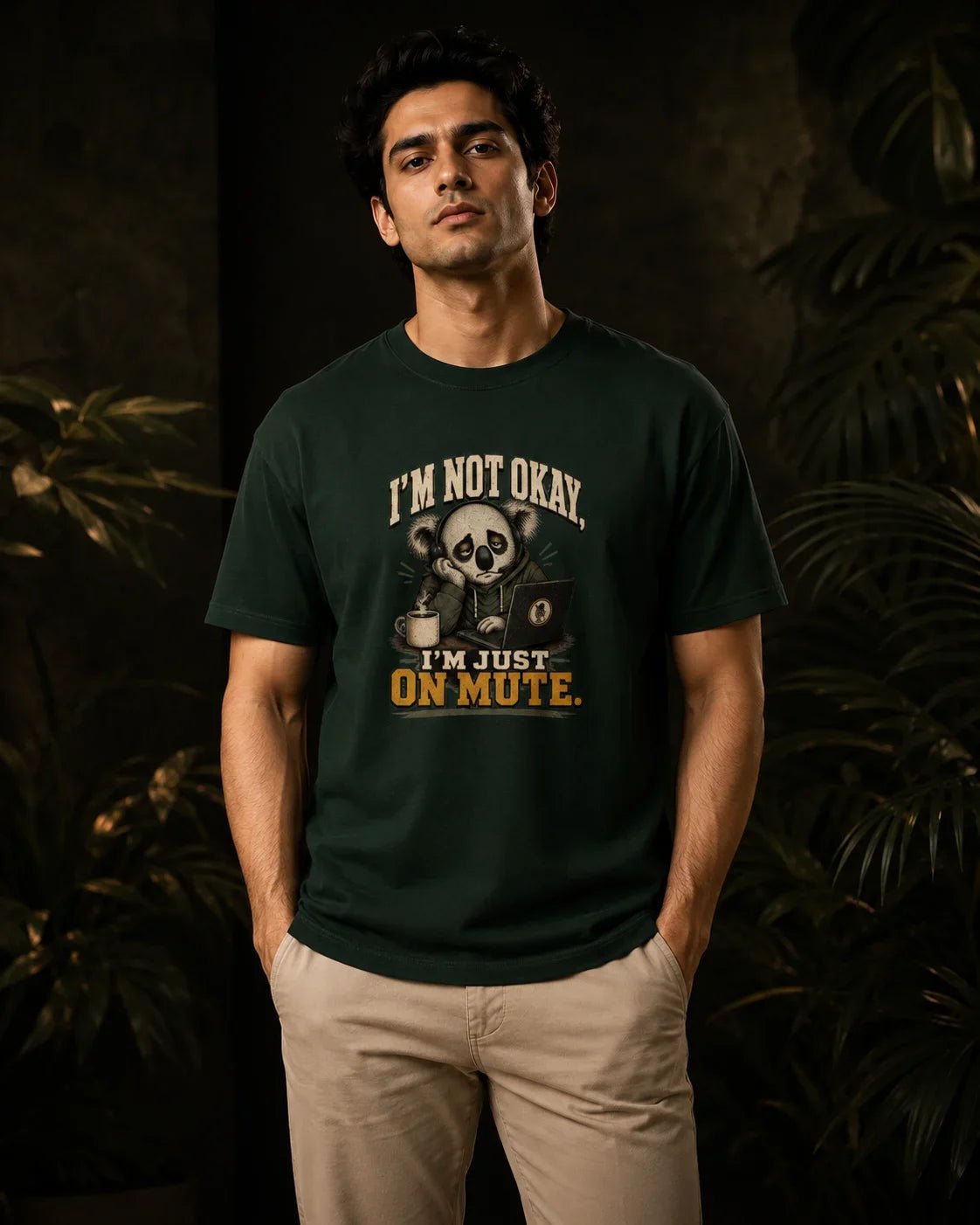I’m Not Okay, I’m Just On Mute Bottle Green T-shirt