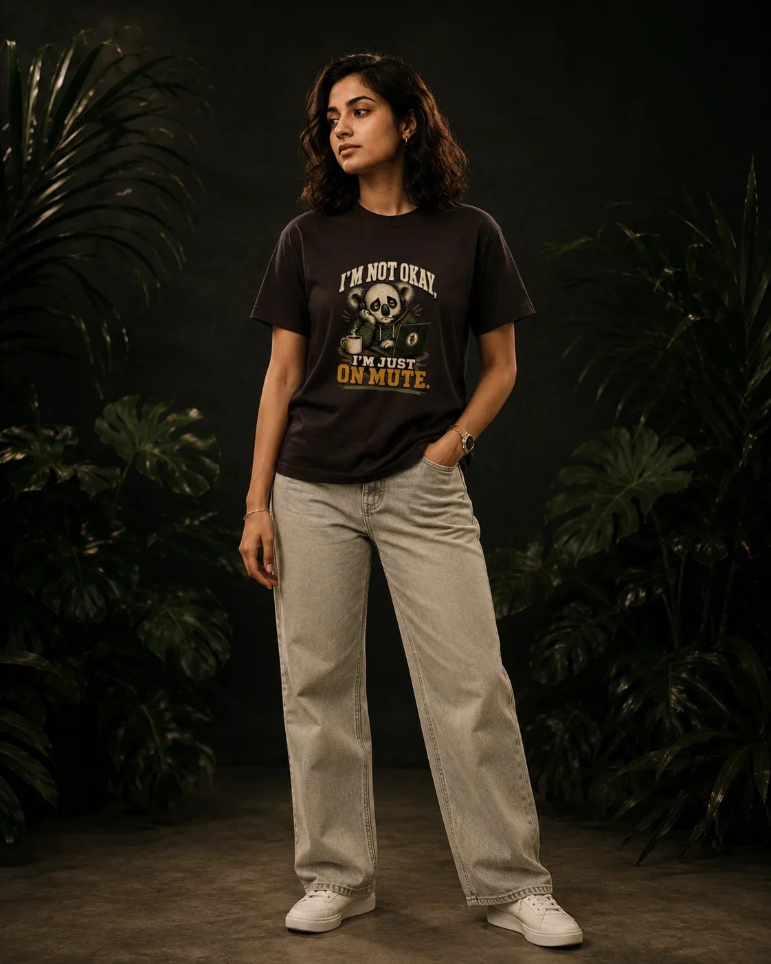 I’m Not Okay, I’m Just On Mute Coffee Brown T-shirt