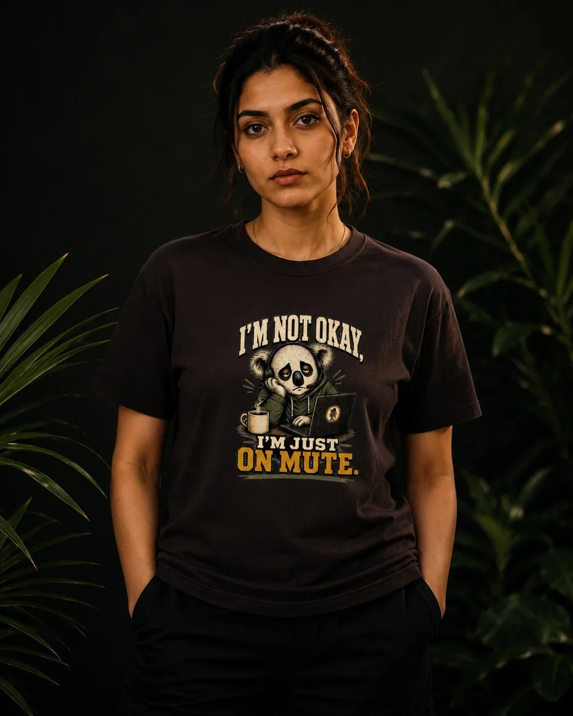 I’m Not Okay, I’m Just On Mute Coffee Brown T-shirt