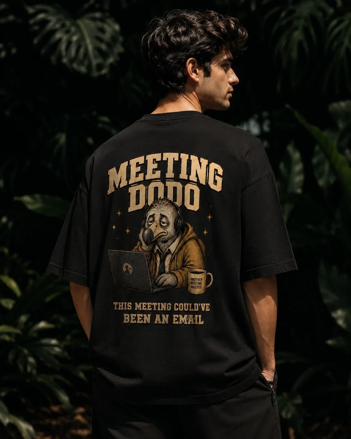 Meeting Dodo Black Oversized T-Shirt  