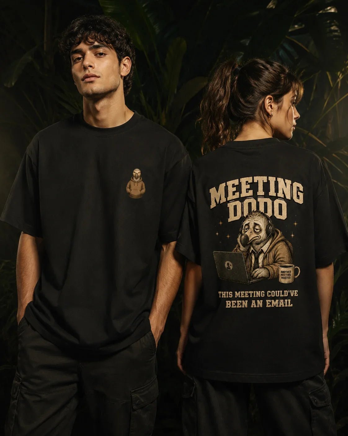 Meeting Dodo Black Oversized T-Shirt  