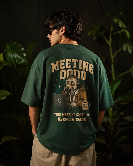 Meeting Dodo Bottle Green Oversized T-Shirt