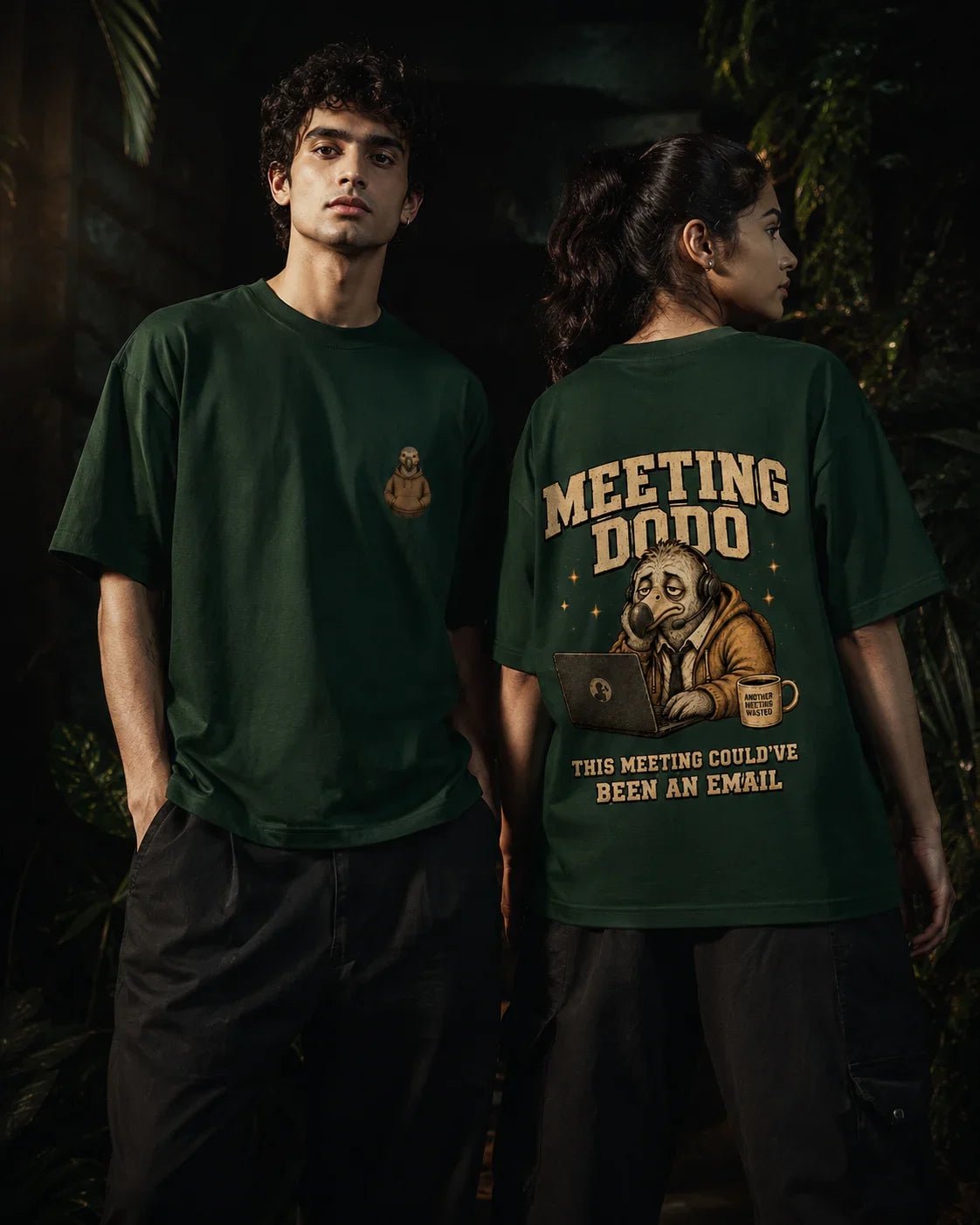 Meeting Dodo Bottle Green Oversized T-Shirt