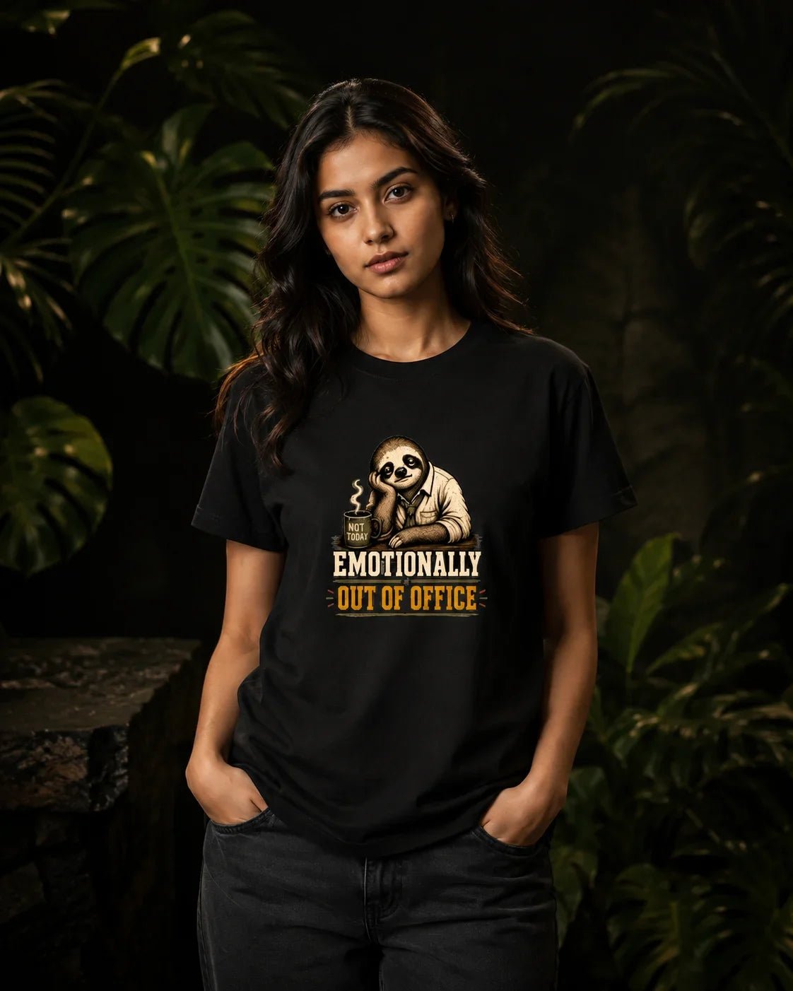Emotionally Out Of Office Black T-shirt