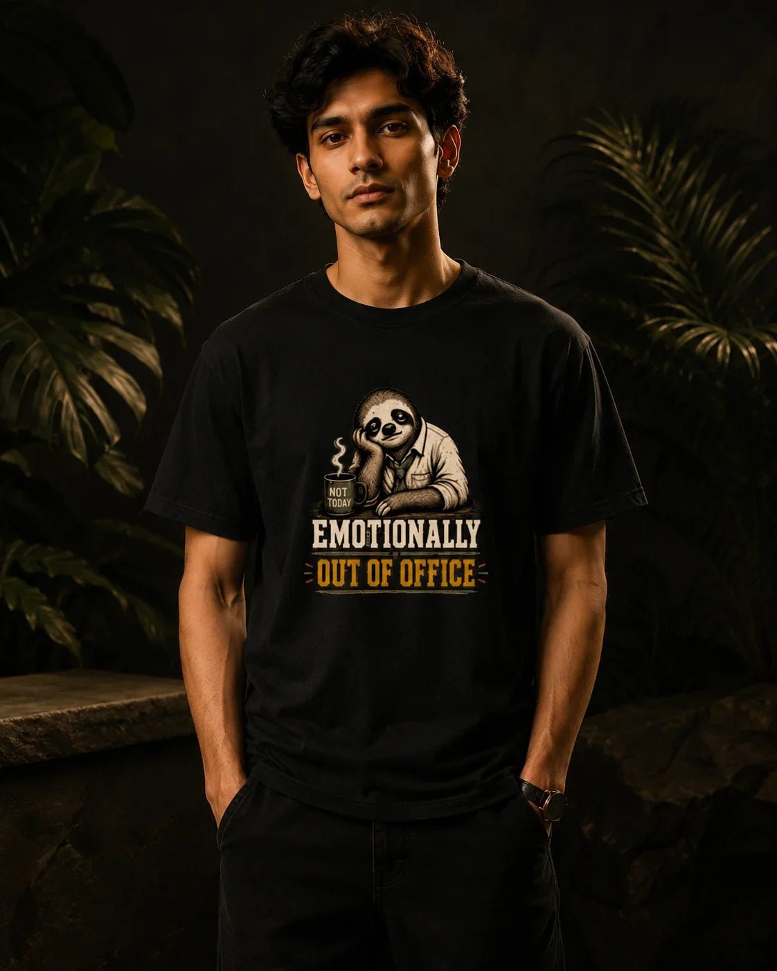 Emotionally Out Of Office Black T-shirt