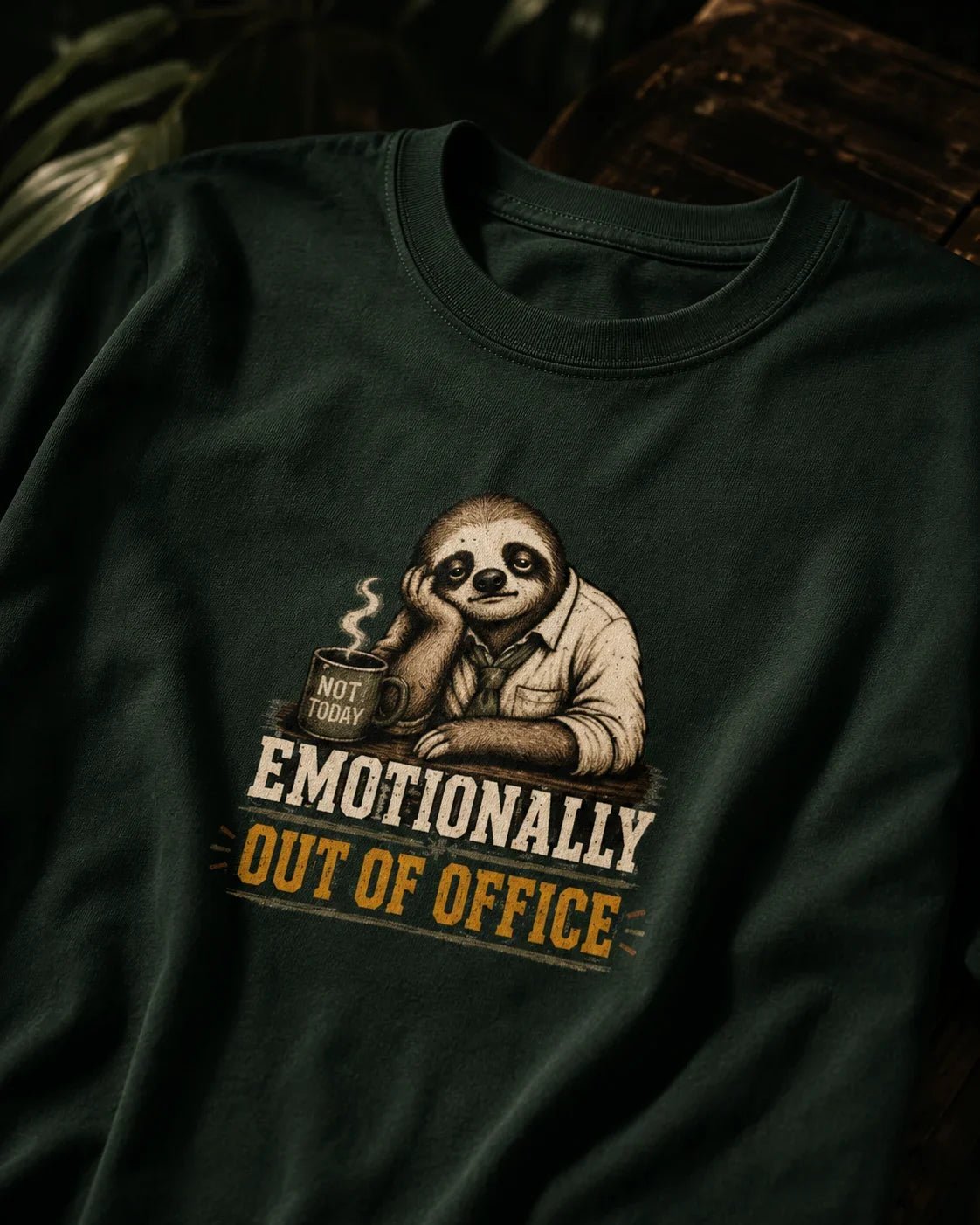 Emotionally Out Of Office Bottle Green T-shirt