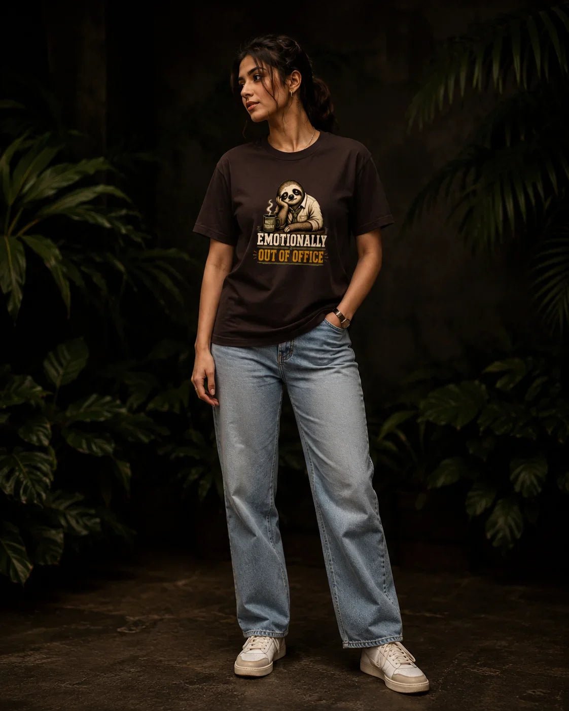 Emotionally Out Of Office Coffee Brown T-shirt