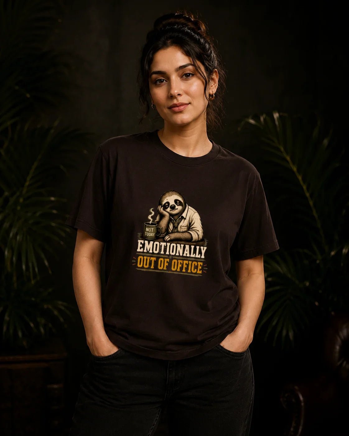 Emotionally Out Of Office Coffee Brown T-shirt