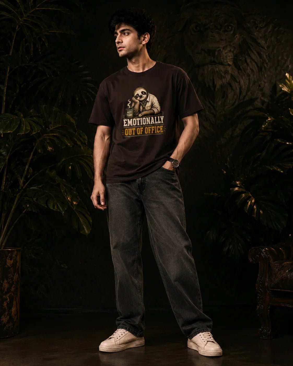 Emotionally Out Of Office Coffee Brown T-shirt