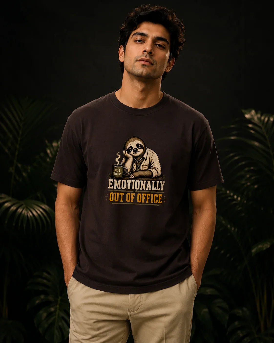 Emotionally Out Of Office Coffee Brown T-shirt